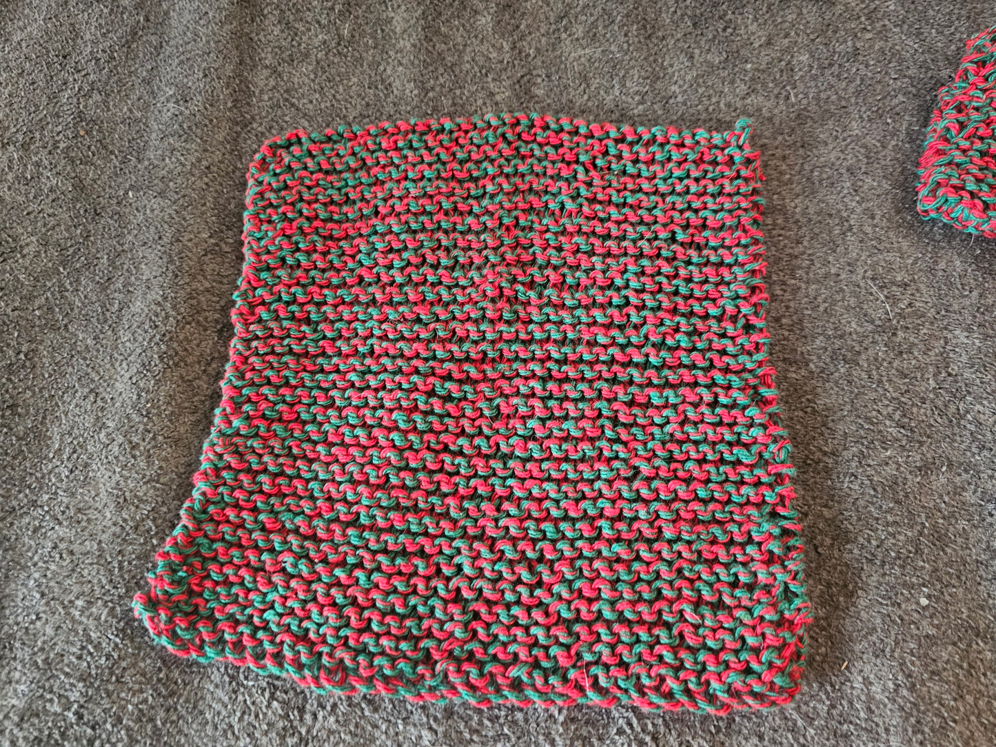 Holiday Hand Knitted Washcloth