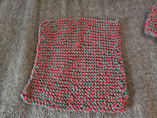 Holiday Hand Knitted Washcloth