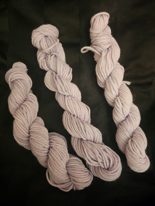 25 Gram, Hand Dyed, Hanked Lavender Yarn