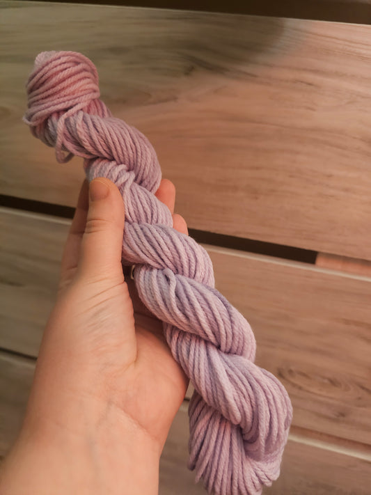 25 Gram, Hand Dyed, Hanked Lavender Yarn