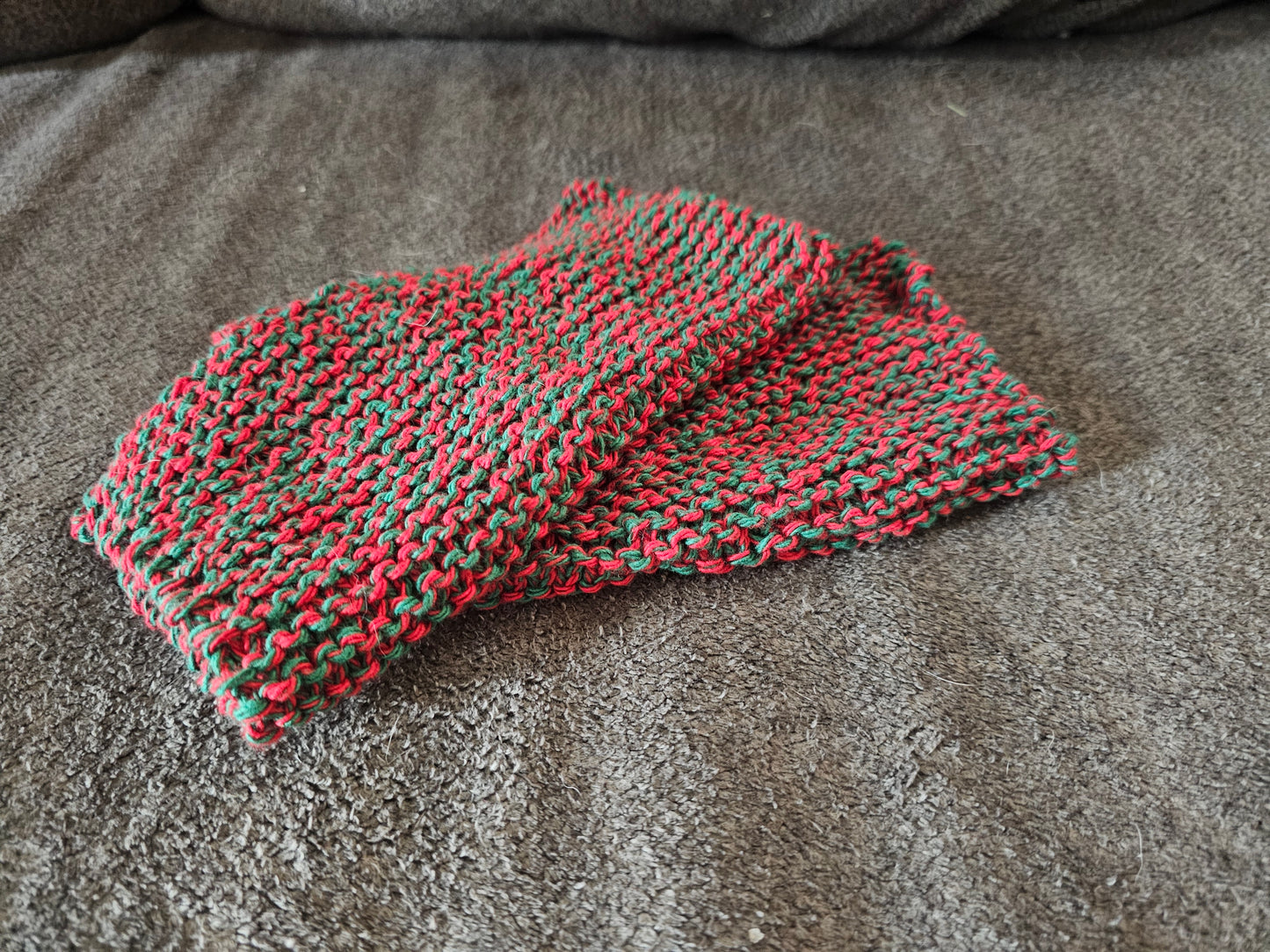 Holiday Hand Knitted Washcloth